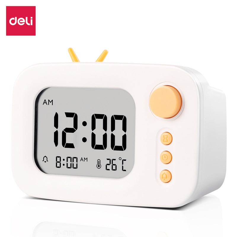 Deli LE104 alarm clock for students: new, cute, simple, children's, home, intelligent, multifunctional electronic alarm clock