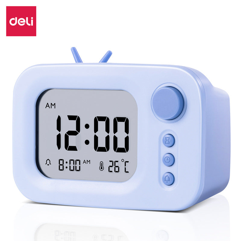 Deli LE104 alarm clock for students: new, cute, simple, children's, home, intelligent, multifunctional electronic alarm clock
