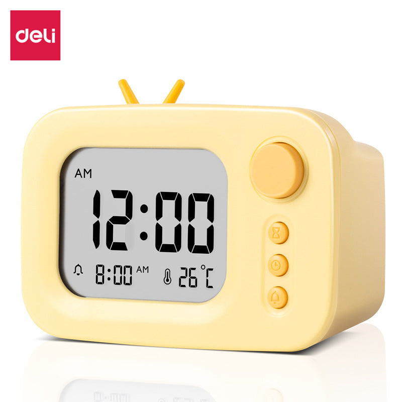 Deli LE104 alarm clock for students: new, cute, simple, children's, home, intelligent, multifunctional electronic alarm clock