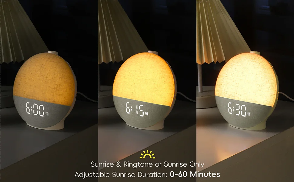 Réveil Lumineux Simulation Lever de Soleil — Bruit Blanc, Bluetooth & Veilleuse