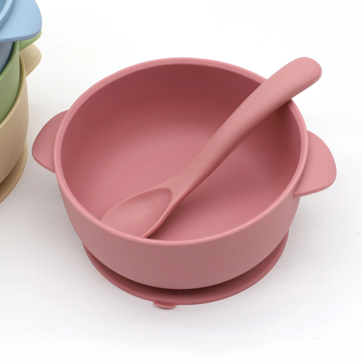 Bol Silicone Bébé 3 Pièces avec Couvercle & Ventouse — Set Repas Complet