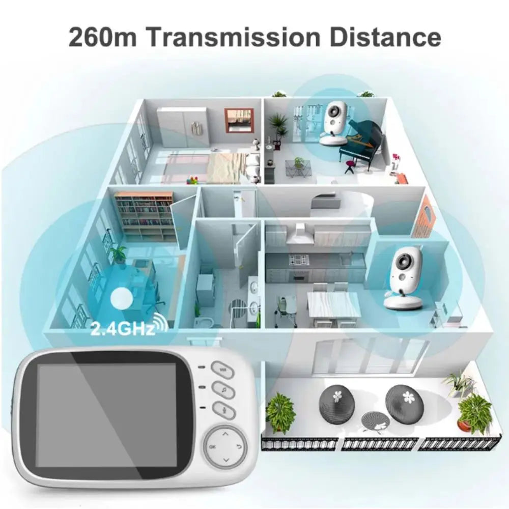 3.5-inch LCD ABM600 Baby Monitor Wireless Real-time Video Baby Monitor 2-Way Audio Upgraded Camera