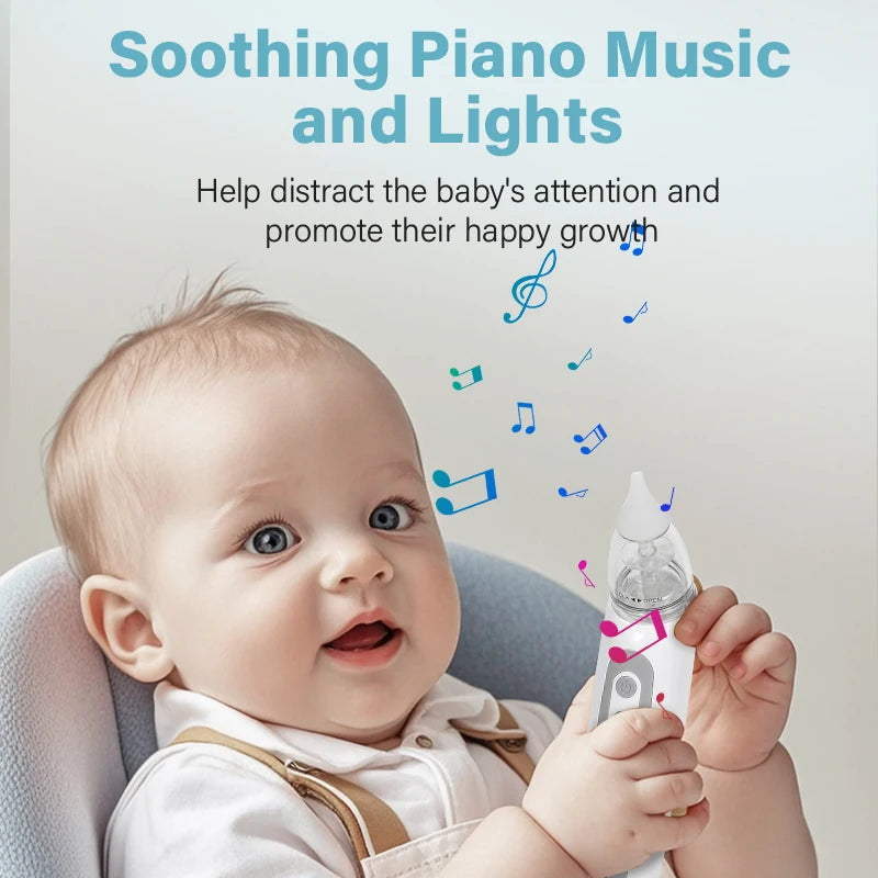 Nasal Aspirator for Baby Electric Nose Aspirator for Toddler Nose Sucker Automatic Nose Cleaner with Music and 3 Silicone Tips