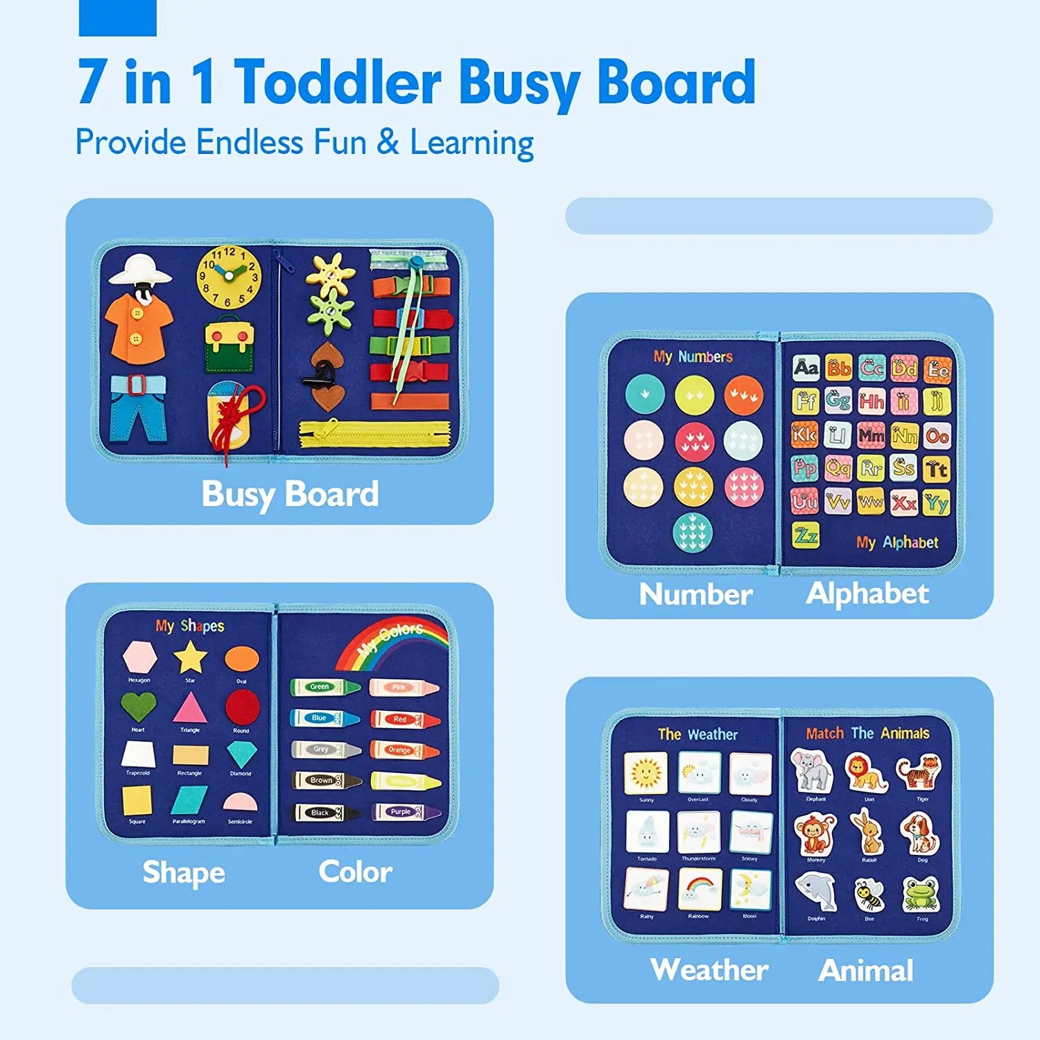 Montessori Toys Busy Board Sensory Activity Developing Board for Motor Skills,Learning Board for Toddlers  Birthday gift