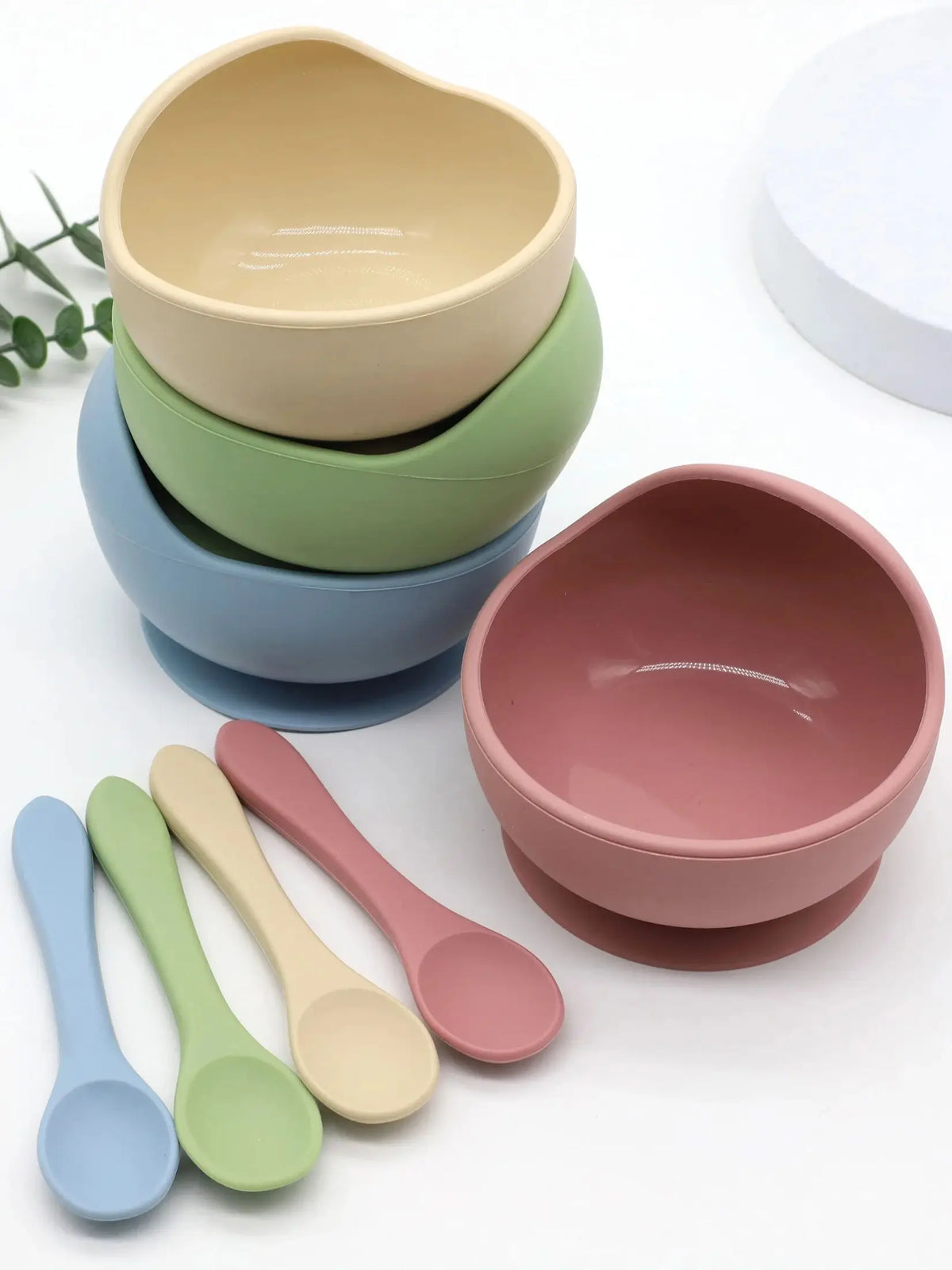 Bol Alimentation Bébé Silicone avec Ventouse & Cuillère — Début de Diversification