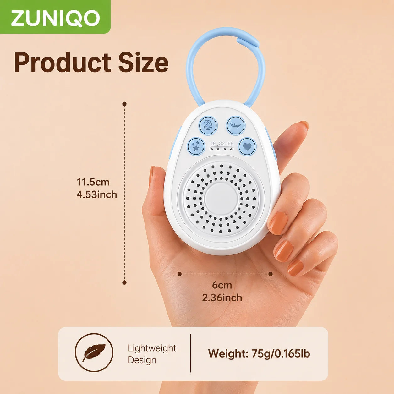 Baby White Noise Machine, Sleep in 3 Minutes, 20 Soothing Sounds, Portable USB Mini Sleep Device for Newborn, Travel & Crib