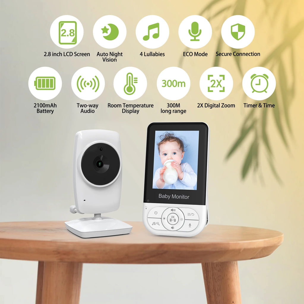 2.8-inch Wireless Intercom Baby Camera with Temperature Display Baby Monitor Babysitter