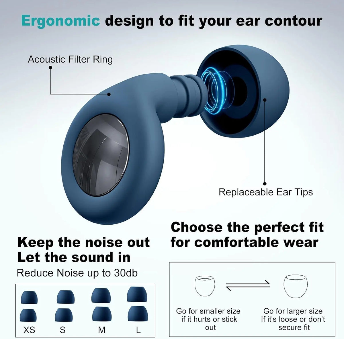 Bouchons d'Oreilles Anti-Bruit 25dB — Silicone Doux Réutilisables