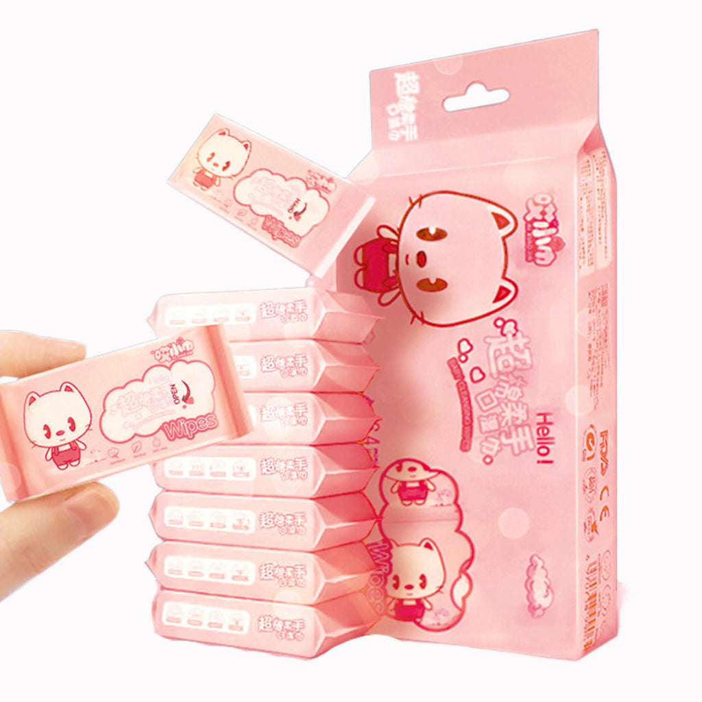 Lingettes Mini Portables 64 Pièces — Mains & Bouche pour Enfants & Bébé