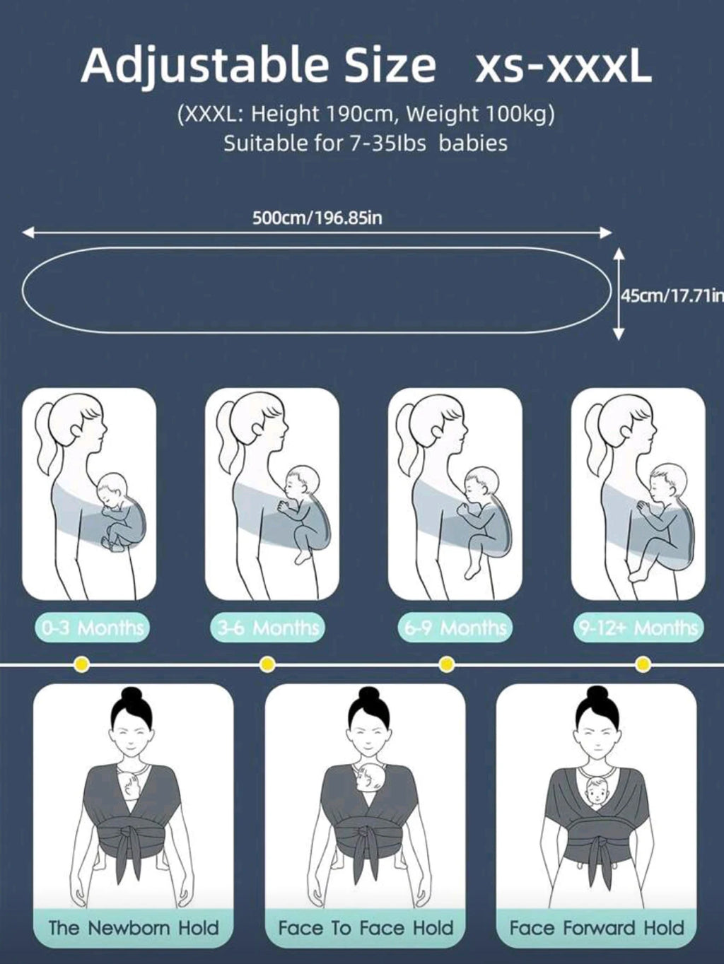 Porte-Bébé Avant Multifonction — Allaitement, Sommeil & Sortie, Tissu Tricoté