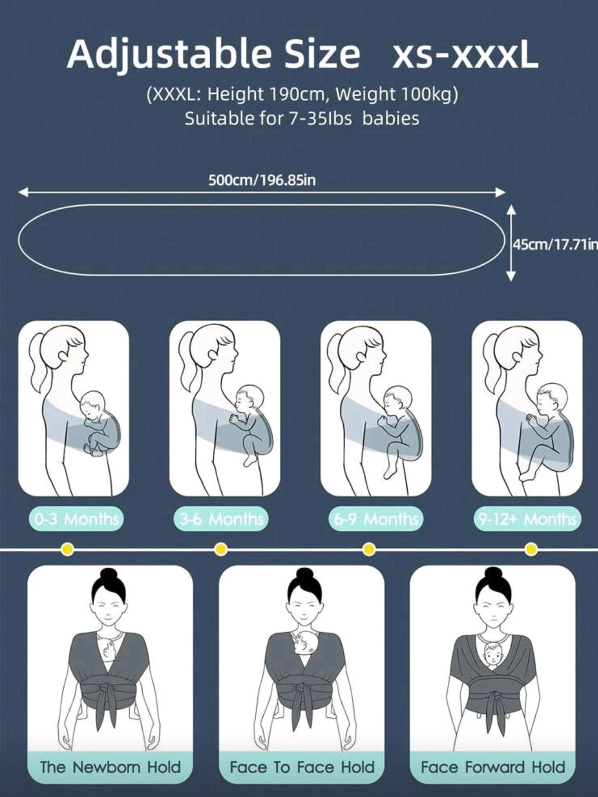 Porte-Bébé Avant Multifonction — Allaitement, Sommeil & Sortie, Tissu Tricoté