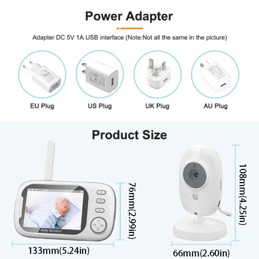 3.5-inch LCD ABM600 Baby Monitor Wireless Real-time Video Baby Monitor 2-Way Audio Upgraded Camera