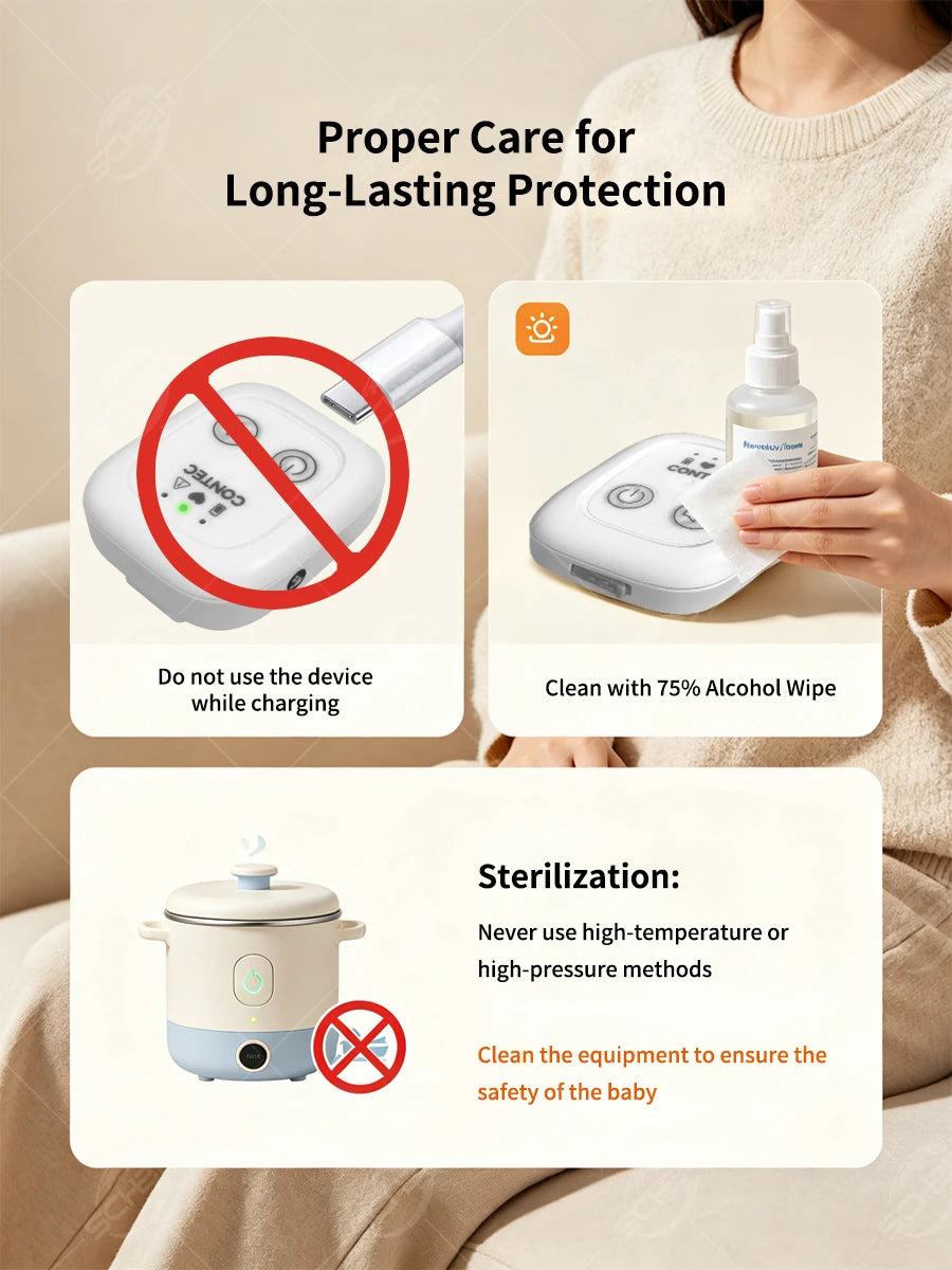 Moniteur de Respiration Bébé — Capteur Abdominal avec Alarme Vibration & Son
