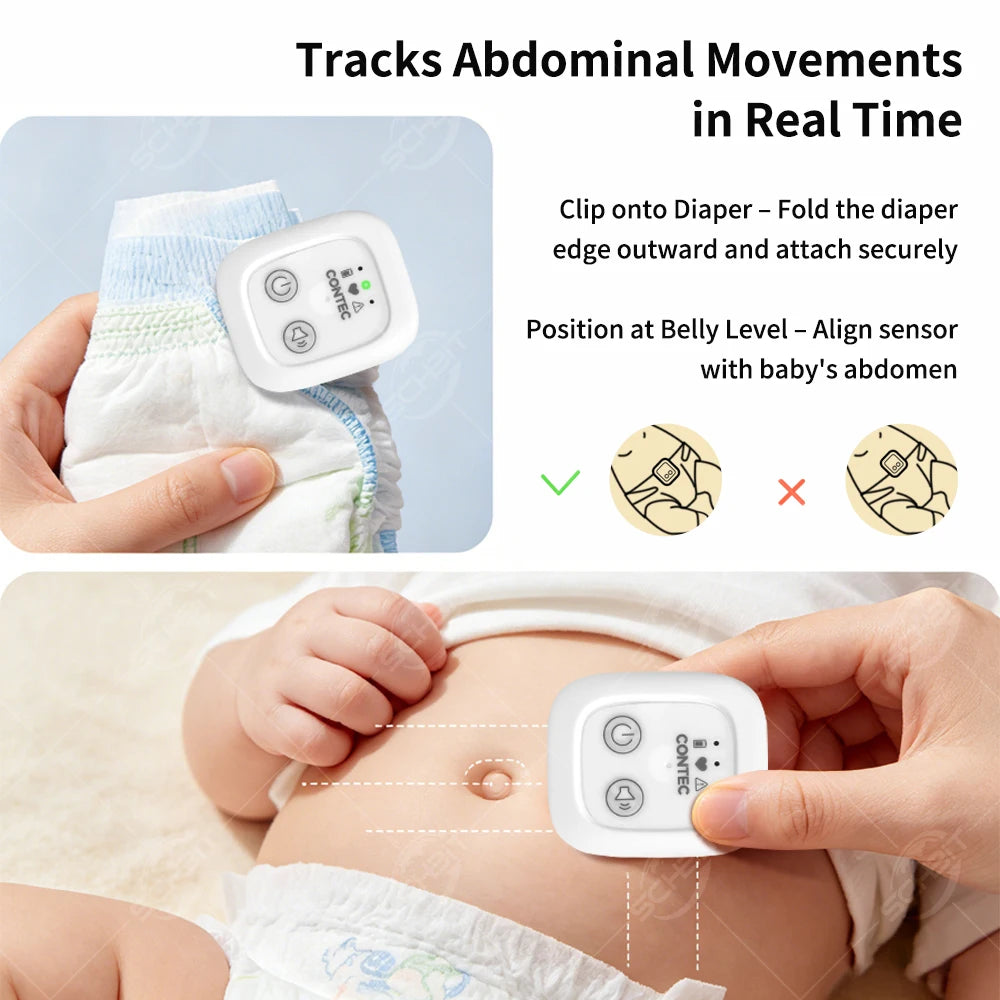 Baby Breathing Movement Monitor, Infant Respiratory Sensor with Vibration Sound Alarm, Sleep Safety Abdominal Movement Detection