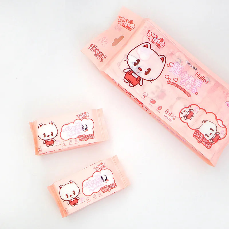 Lingettes Mini Portables 64 Pièces — Mains & Bouche pour Enfants & Bébé