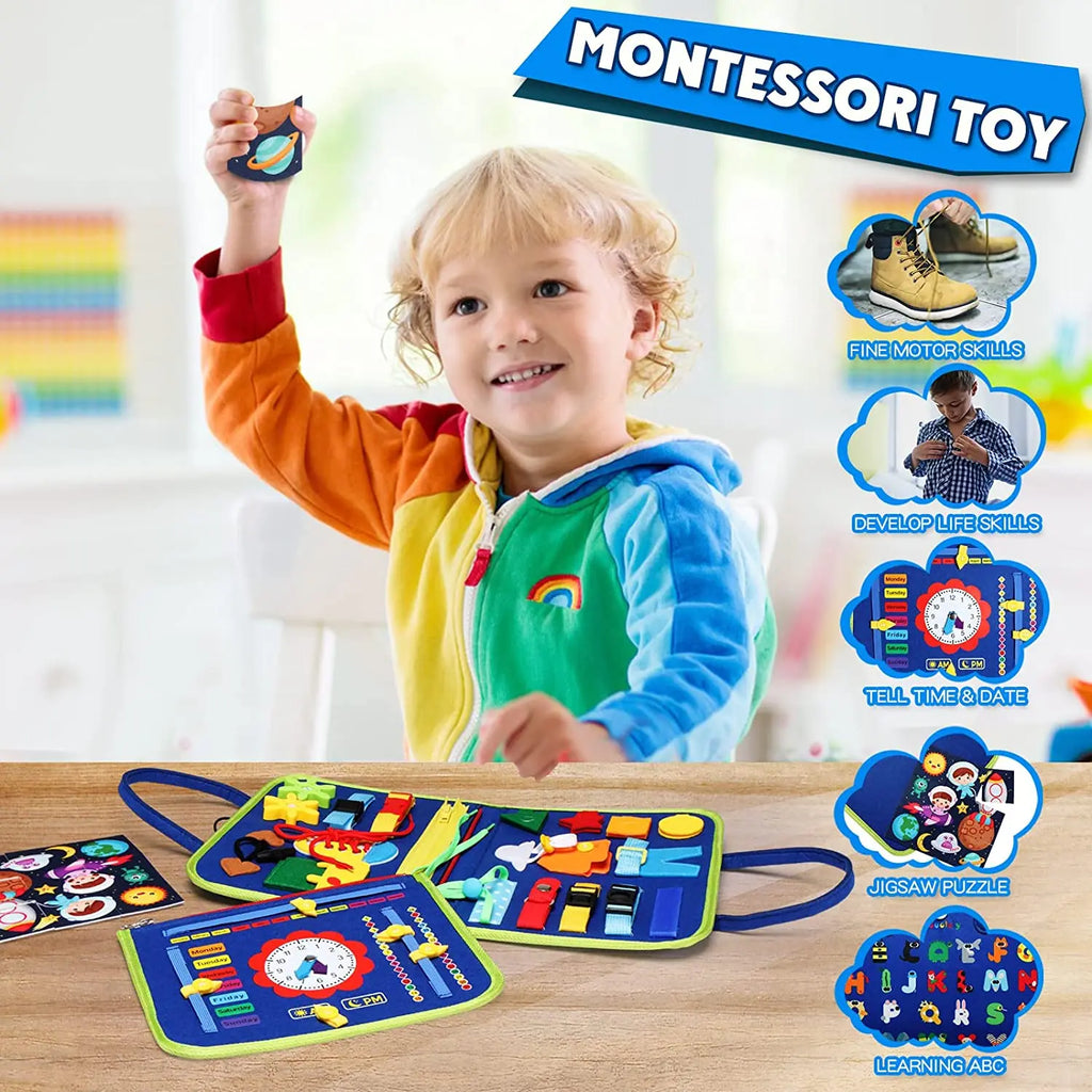 Montessori Toys Busy Board Sensory Activity Developing Board for Motor Skills,Learning Board for Toddlers  Birthday gift