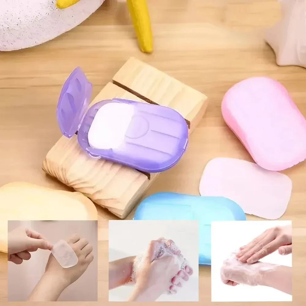 Savon Papier Jetable 50 Pièces — Boîte Pocket pour Voyage & Camping