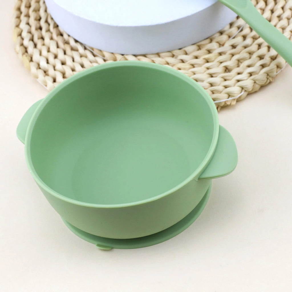 Bol Silicone Bébé 3 Pièces avec Couvercle & Ventouse — Set Repas Complet