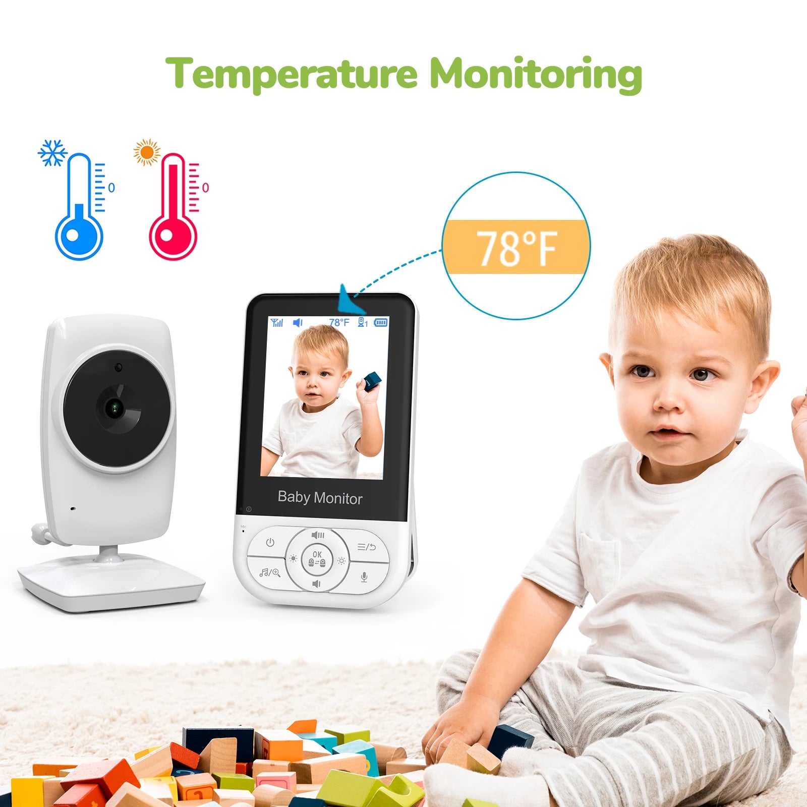 2.8-inch Wireless Intercom Baby Camera with Temperature Display Baby Monitor Babysitter