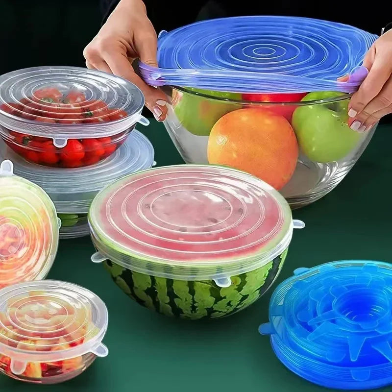 Couvercles Silicone Extensibles 6 Pièces — Conservation Alimentaire Réutilisable