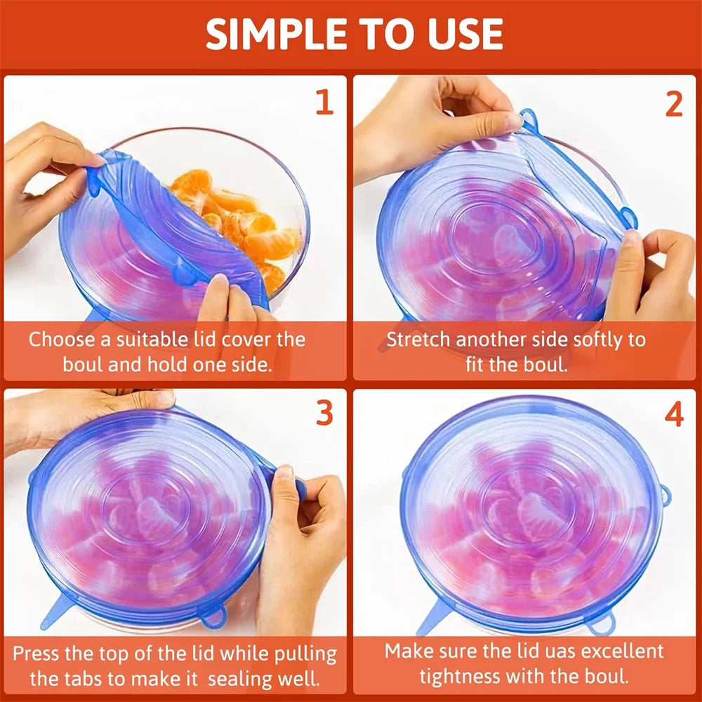 Couvercles de Conservation Silicone 6 Pièces — Universels & Hermétiques