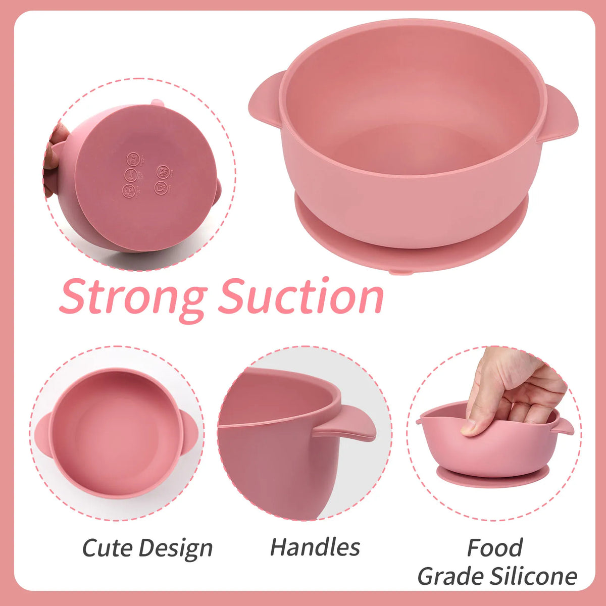 Bol Silicone Bébé 3 Pièces avec Couvercle & Ventouse — Set Repas Complet