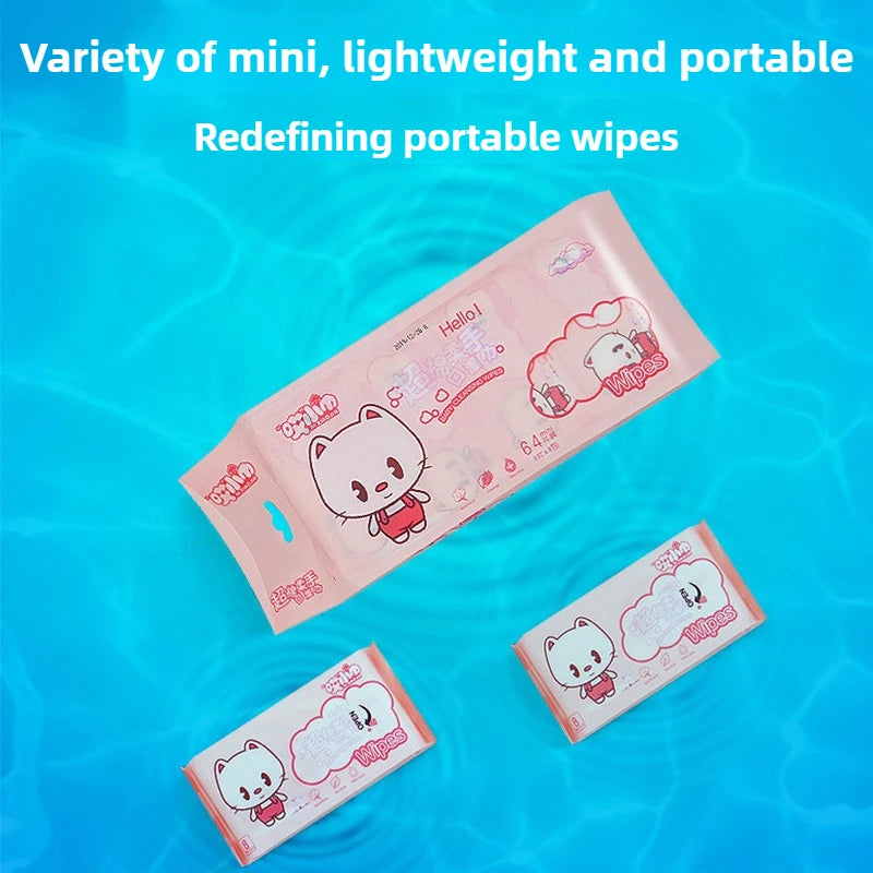 Lingettes Mini Portables 64 Pièces — Mains & Bouche pour Enfants & Bébé