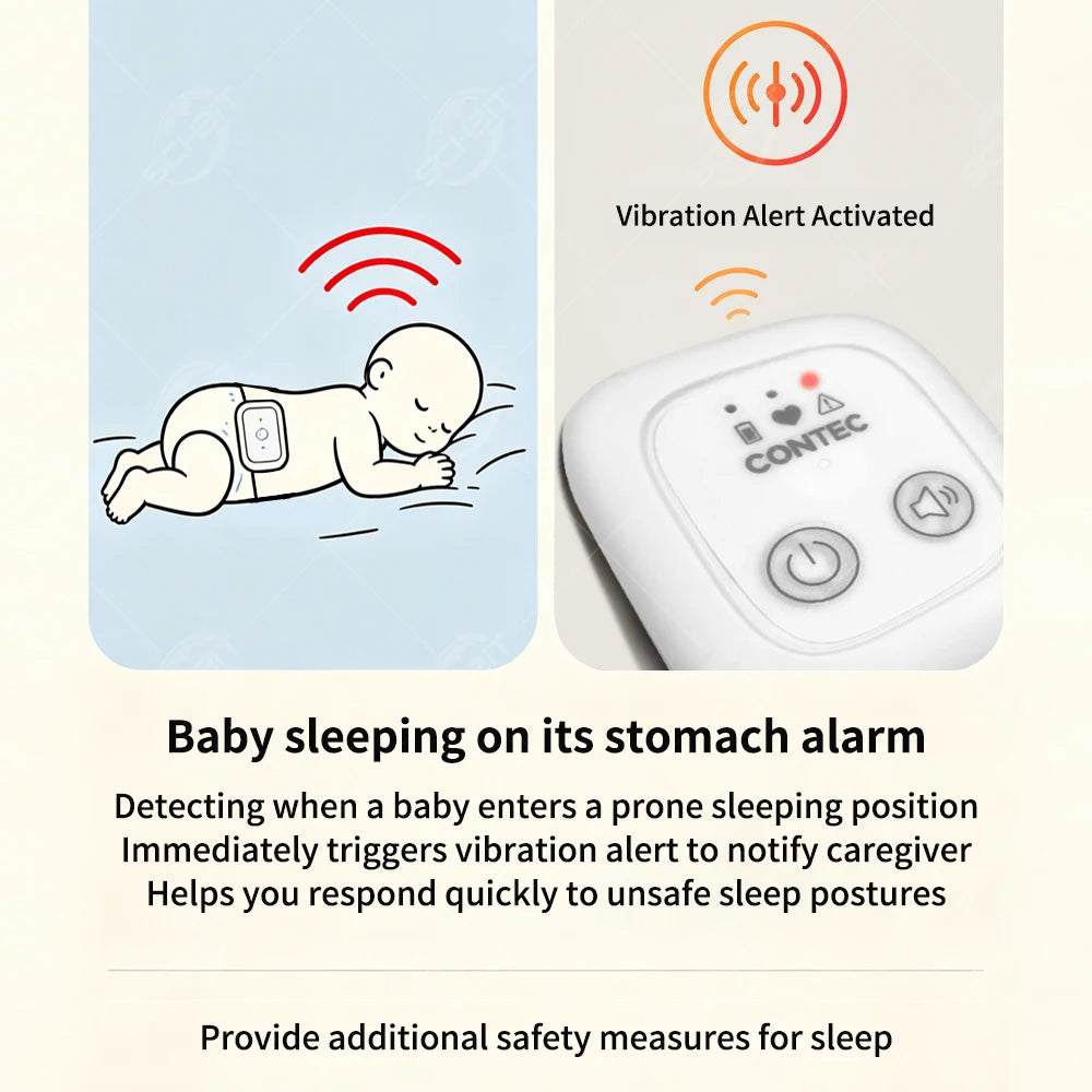 Baby Breathing Movement Monitor, Infant Respiratory Sensor with Vibration Sound Alarm, Sleep Safety Abdominal Movement Detection