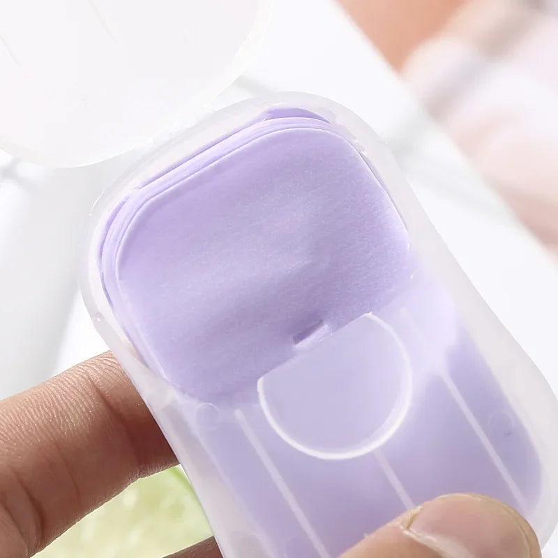 Savon Papier Jetable 50 Pièces — Boîte Pocket pour Voyage & Camping