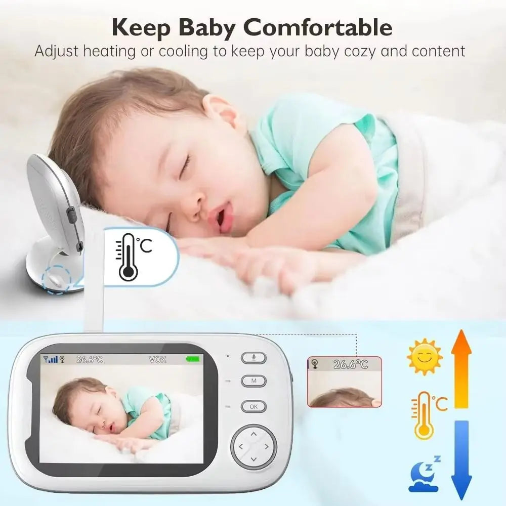 3.5-inch LCD ABM600 Baby Monitor Wireless Real-time Video Baby Monitor 2-Way Audio Upgraded Camera