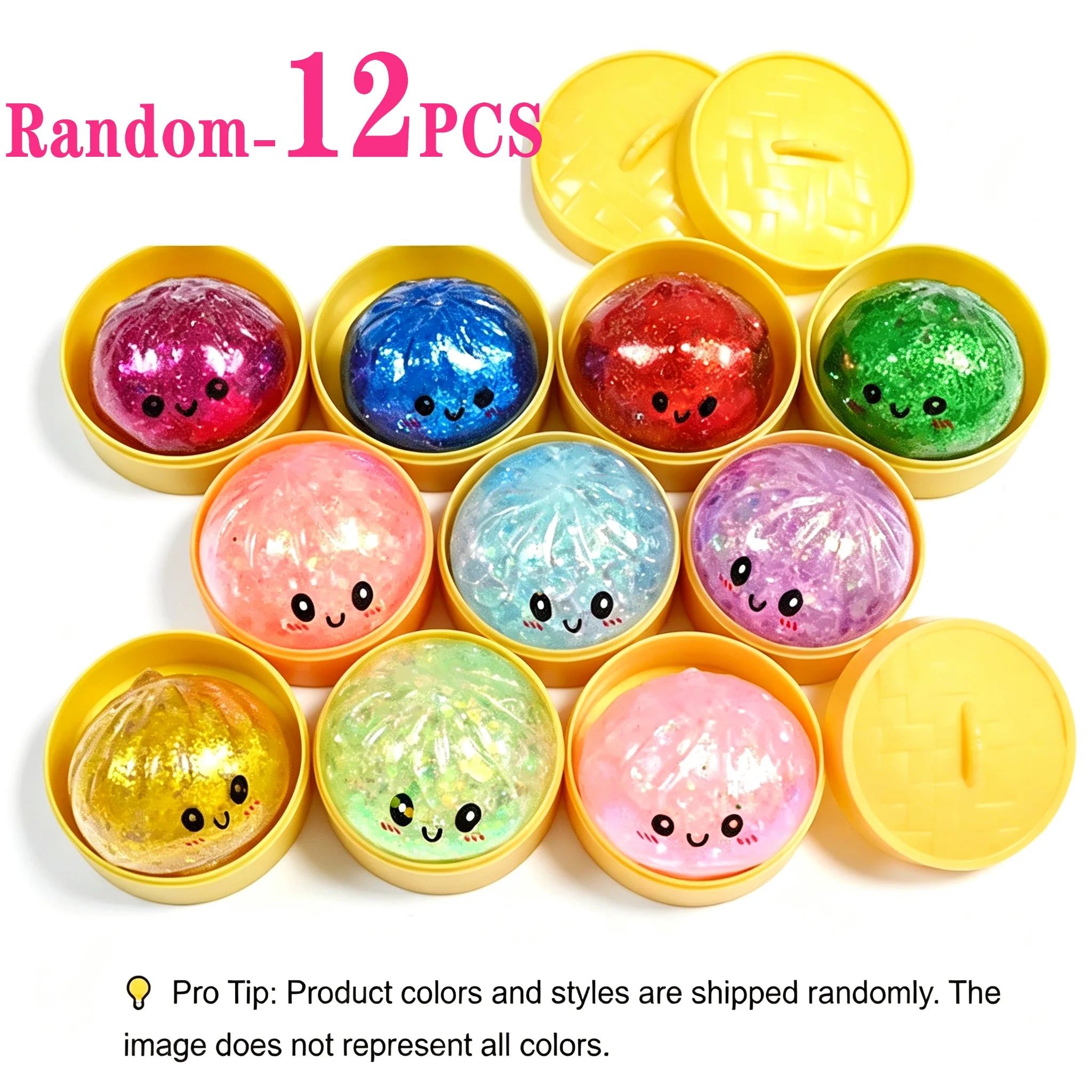 2026 Glitter Glow Dumpling Squishy Stress Balls Colorful Fidget Sensory Toy Stress Relief Stretchy Desk Toy for Kids Adults