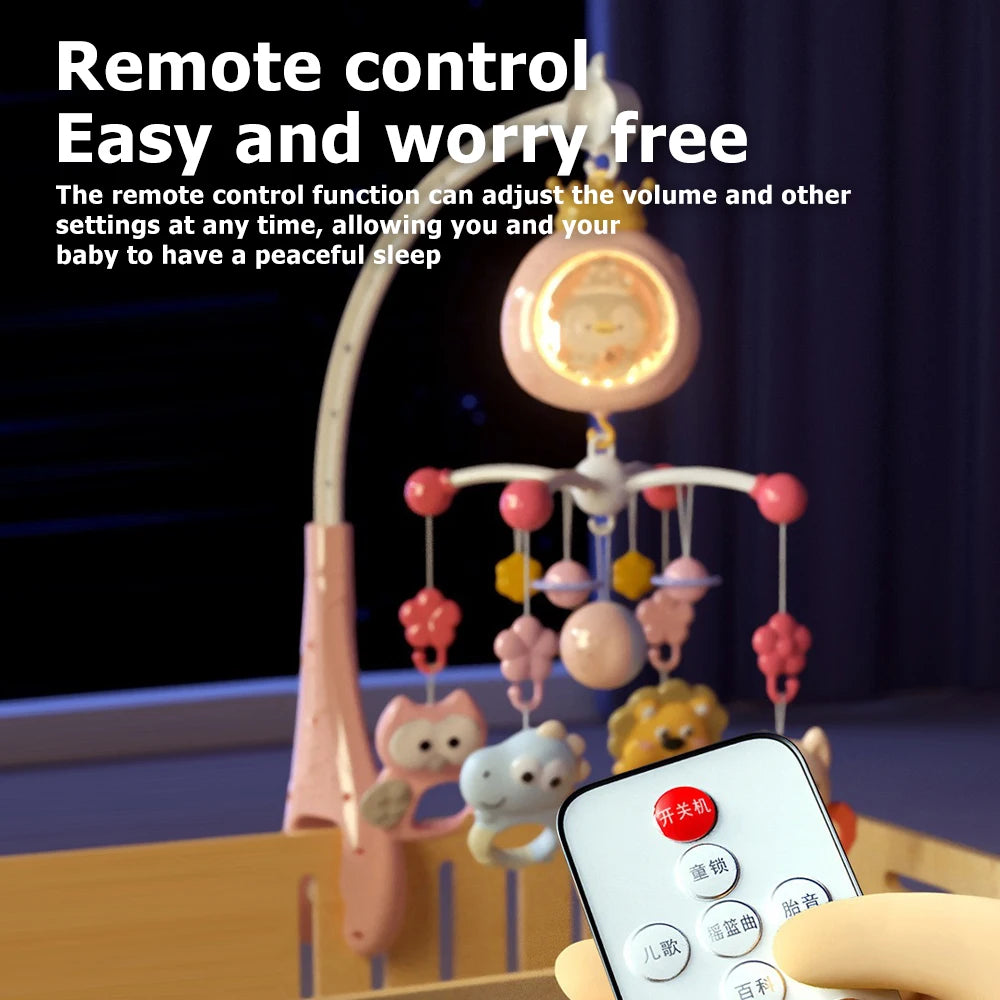 Mobile Musical Bébé avec Projecteur & Veilleuse — Télécommande