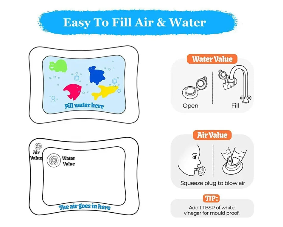 Baby Play Mat Inflatable Water Cushion PVC Infant Tummy Time Toddler Water Pad For Kids Early Education Developing Activity Toys